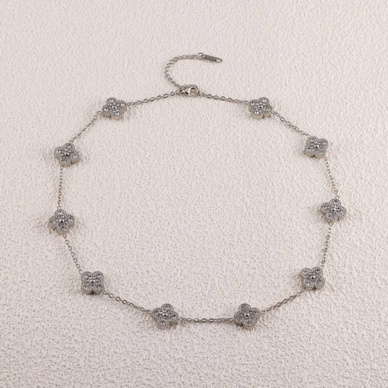 13MM Vierblättriges Kleeblatt Zehn Blüten Halskette Collier Kette Luxus Mode Verliert keine Farbe Titanstahl Collier für Männer und Frauen von Joom DACH