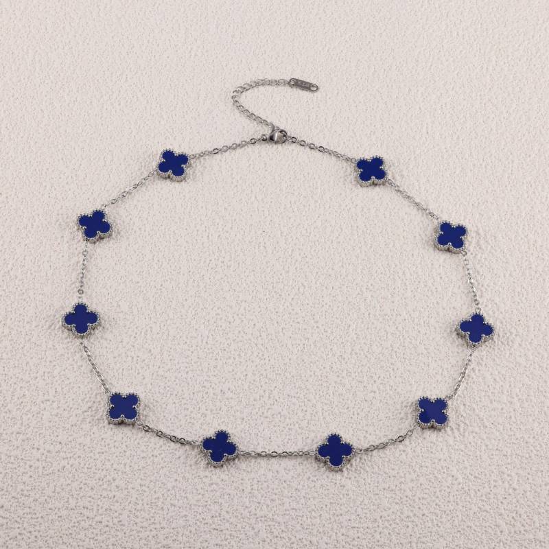 13MM Vierblättriges Kleeblatt Zehn Blumen Halskette Damen Schlüsselbeinkette Mode Kein Farbverlust Premium Gefühl Halskette von Joom DACH