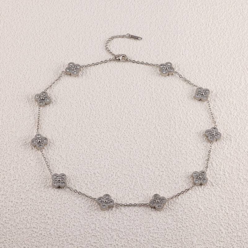 13MM Vierblättriges Kleeblatt Zehn Blumen Halskette Damen Schlüsselbeinkette Mode Kein Farbverlust Premium Gefühl Halskette von Joom DACH