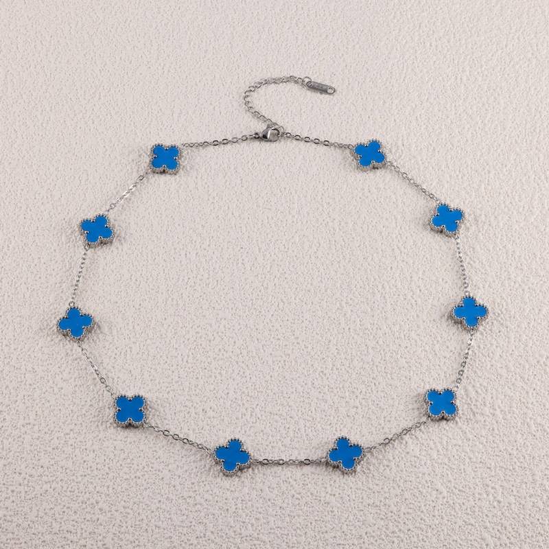 13MM Vierblättriges Kleeblatt Zehn Blumen Halskette Damen Schlüsselbeinkette Mode Kein Farbverlust Premium Gefühl Halskette von Joom DACH