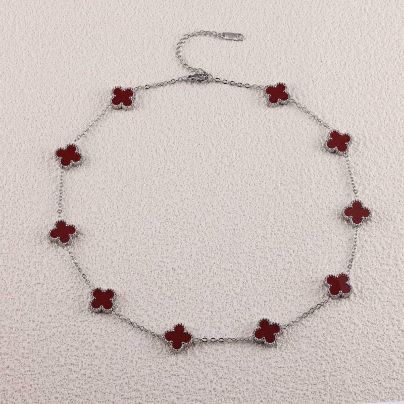 13MM Vierblättriges Kleeblatt Zehn Blumen Halskette Damen Schlüsselbeinkette Mode Kein Farbverlust Premium Gefühl Halskette von Joom DACH