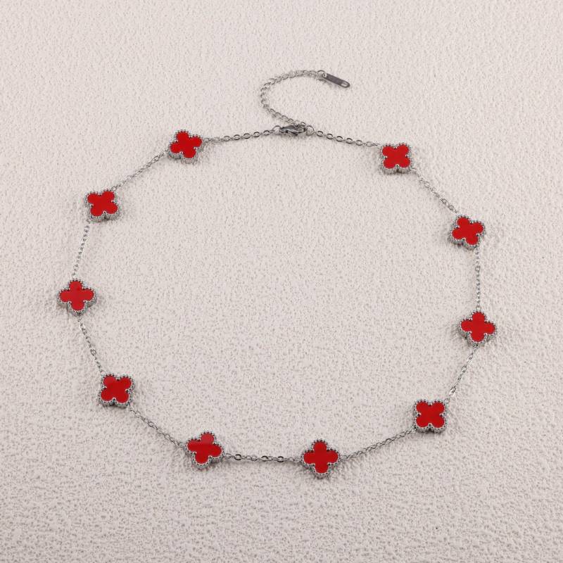 13MM Vierblättriges Kleeblatt Zehn Blumen Halskette Damen Schlüsselbeinkette Mode Kein Farbverlust Premium Gefühl Halskette von Joom DACH