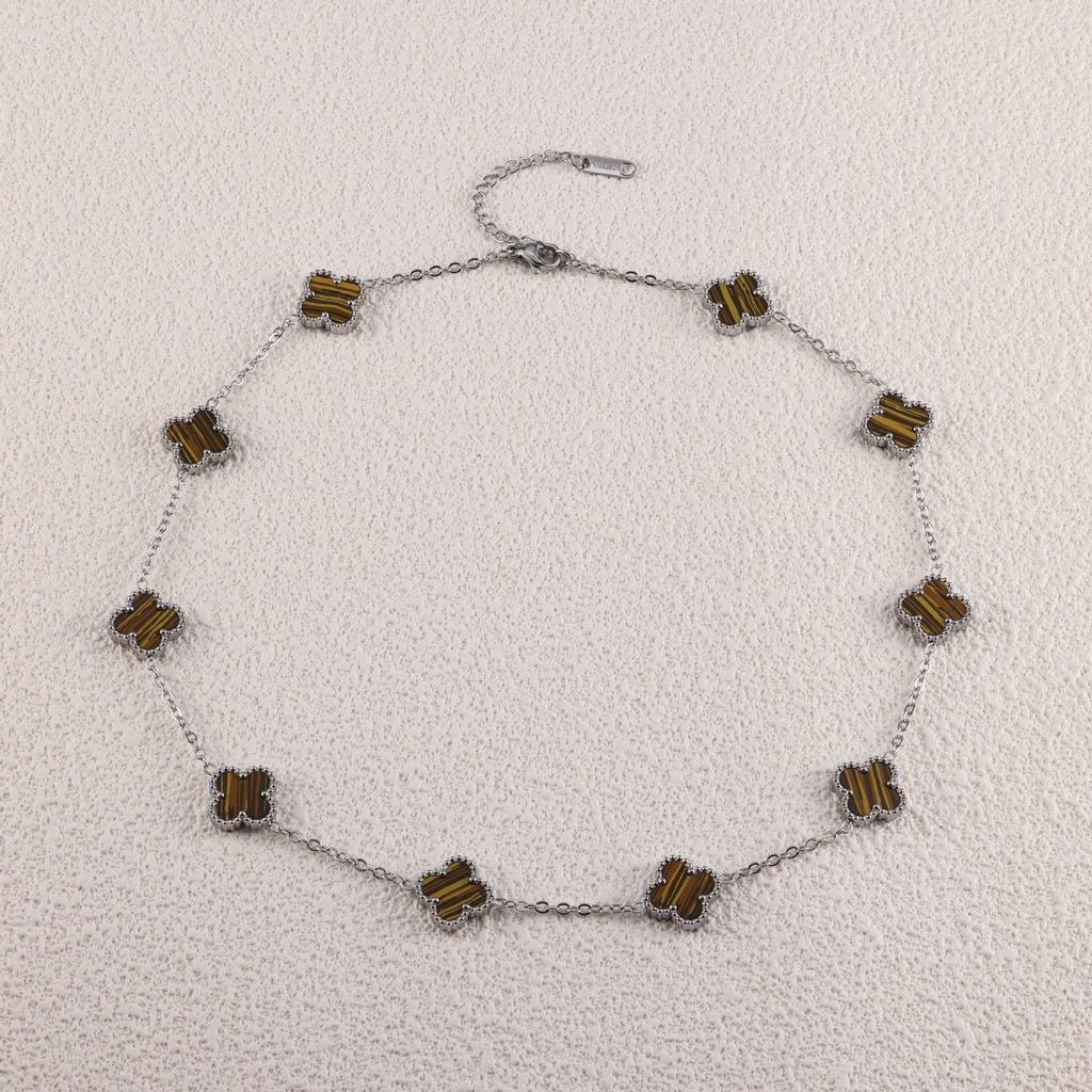 13MM Vierblättriges Kleeblatt Zehn Blumen Halskette Damen Schlüsselbeinkette Mode Kein Farbverlust Premium Gefühl Halskette von Joom DACH