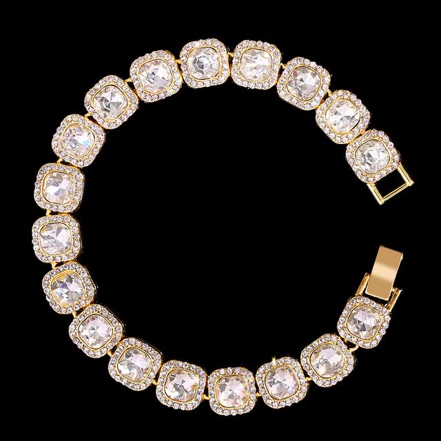 13mm Bling Iced Out Big Square Kristall Fußkettchen Armband für Frauen Strand Barfuß Luxus Tennis Kette Fußkettchen Hip Hop Fußschmuck 26CM von Joom DACH