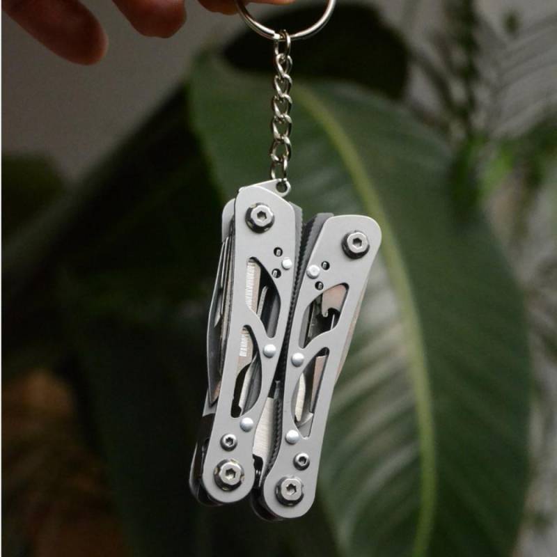 14 In 1 Outdoor Mini Folding Multifunktionszange Klemme Schlüsselanhänger Outdoor Wanderwerkzeug Tasche Multitools Messer silber von Joom DACH