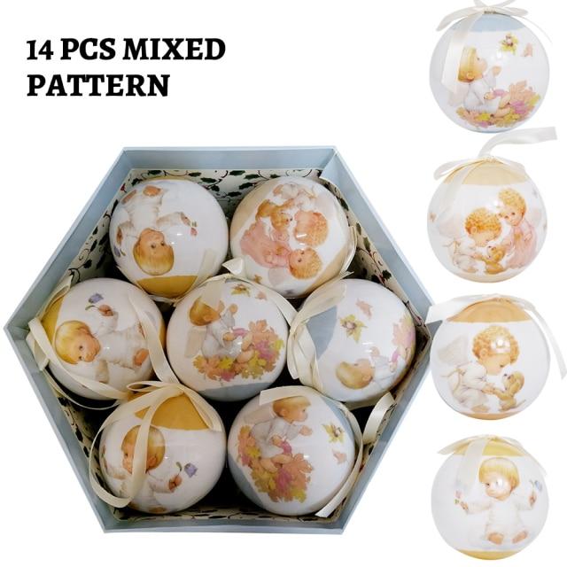 14 Stück pro Box Weihnachten Weihnachtsbaum hängende Kugel Ornamente Navidad Neujahr Kugel Kugel für DIY Weihnachtsdekorationen Kugel mit Gürtel Kinder Geschenk 7.5cm von Joom DACH