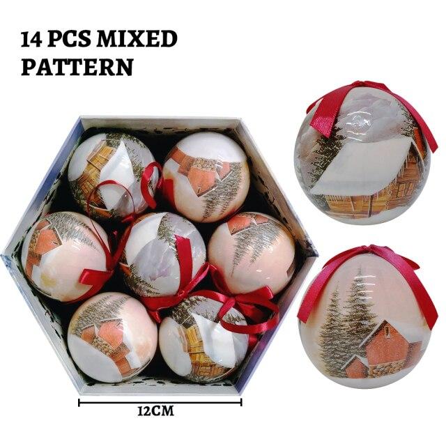 14 Stück pro Box Weihnachten Weihnachtsbaum hängende Kugel Ornamente Navidad Neujahr Kugel Kugel für DIY Weihnachtsdekorationen Kugel mit Gürtel Kinder Geschenk 7.5cm von Joom DACH