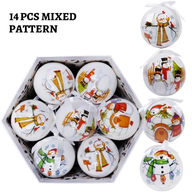 14 Stück pro Box Weihnachten Weihnachtsbaum hängende Kugel Ornamente Navidad Neujahr Kugel Kugel für DIY Weihnachtsdekorationen Kugel mit Gürtel Kinder Geschenk 7.5cm von Joom DACH