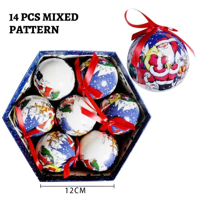 14 Stück pro Box Weihnachten Weihnachtsbaum hängende Kugel Ornamente Navidad Neujahr Kugel Kugel für DIY Weihnachtsdekorationen Kugel mit Gürtel Kinder Geschenk 7.5cm von Joom DACH