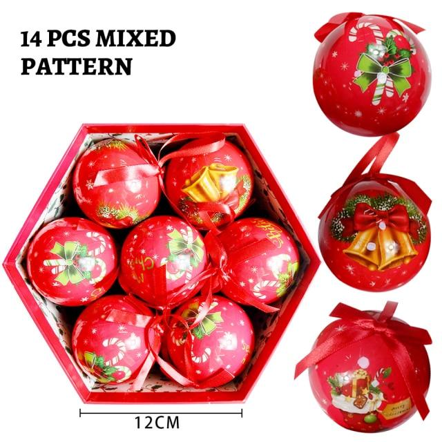 14 Stück pro Box Weihnachten Weihnachtsbaum hängende Kugel Ornamente Navidad Neujahr Kugel Kugel für DIY Weihnachtsdekorationen Kugel mit Gürtel Kinder Geschenk 7.5cm von Joom DACH