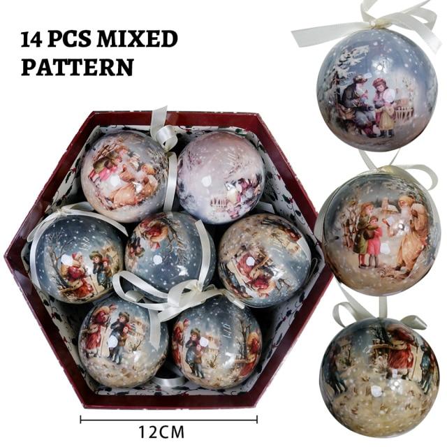 14 Stück pro Box Weihnachten Weihnachtsbaum hängende Kugel Ornamente Navidad Neujahr Kugel Kugel für DIY Weihnachtsdekorationen Kugel mit Gürtel Kinder Geschenk 7.5cm von Joom DACH