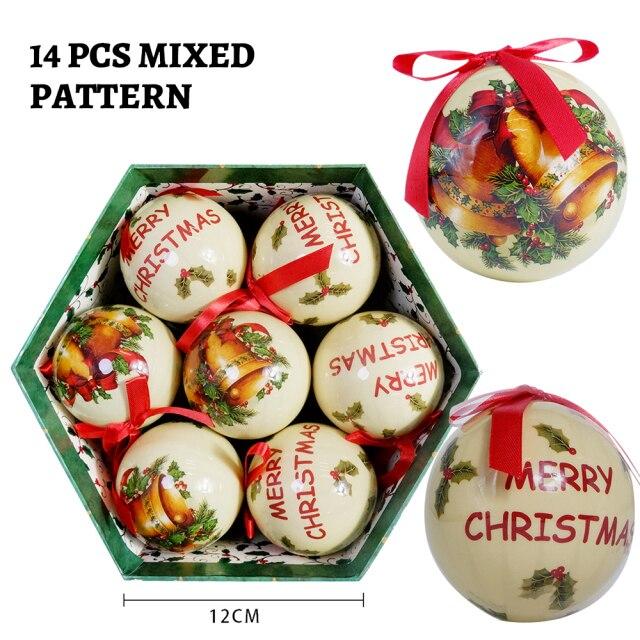 14 Stück pro Box Weihnachten Weihnachtsbaum hängende Kugel Ornamente Navidad Neujahr Kugel Kugel für DIY Weihnachtsdekorationen Kugel mit Gürtel Kinder Geschenk 7.5cm von Joom DACH