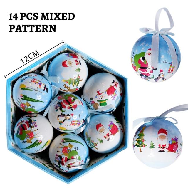 14 Stück pro Box Weihnachten Weihnachtsbaum hängende Kugel Ornamente Navidad Neujahr Kugel Kugel für DIY Weihnachtsdekorationen Kugel mit Gürtel Kinder Geschenk 7.5cm von Joom DACH