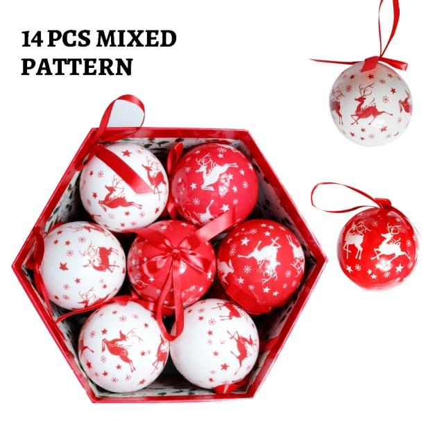 14 Stück pro Box Weihnachten Weihnachtsbaum hängende Kugel Ornamente Navidad Neujahr Kugel Kugel für DIY Weihnachtsdekorationen Kugel mit Gürtel Kinder Geschenk 7.5cm von Joom DACH