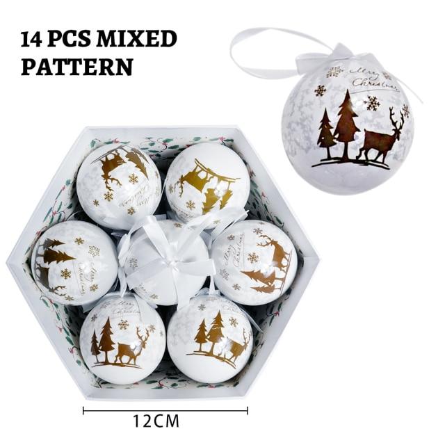 14 Stück pro Box Weihnachten Weihnachtsbaum hängende Kugel Ornamente Navidad Neujahr Kugel Kugel für DIY Weihnachtsdekorationen Kugel mit Gürtel Kinder Geschenk 7.5cm von Joom DACH