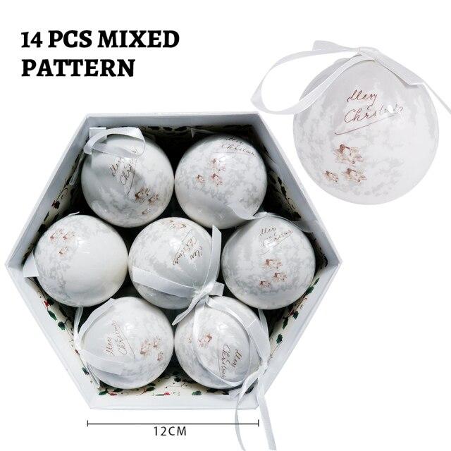 14 Stück pro Box Weihnachten Weihnachtsbaum hängende Kugel Ornamente Navidad Neujahr Kugel Kugel für DIY Weihnachtsdekorationen Kugel mit Gürtel Kinder Geschenk 7.5cm von Joom DACH