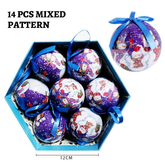 14 Stück pro Box Weihnachten Weihnachtsbaum hängende Kugel Ornamente Navidad Neujahr Kugel Kugel für DIY Weihnachtsdekorationen Kugel mit Gürtel Kinder Geschenk 7.5cm von Joom DACH