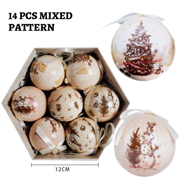 14 Stück pro Box Weihnachten Weihnachtsbaum hängende Kugel Ornamente Navidad Neujahr Kugel Kugel für DIY Weihnachtsdekorationen Kugel mit Gürtel Kinder Geschenk von Joom DACH