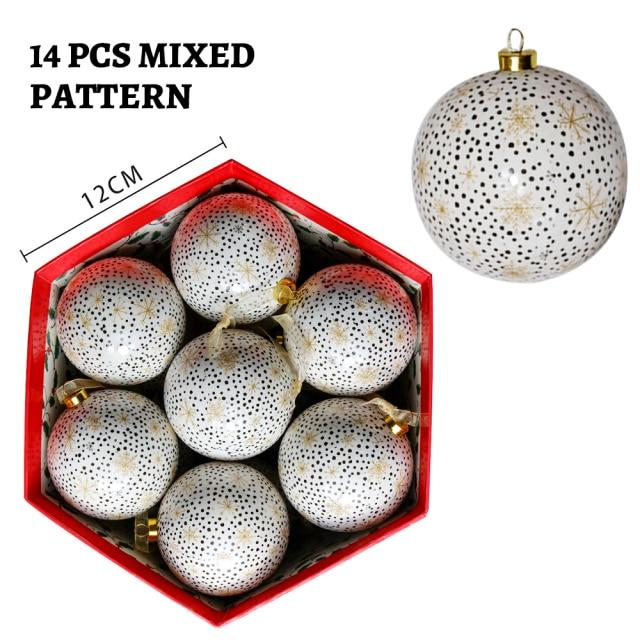 14 Stück pro Box Weihnachten Weihnachtsbaum hängende Kugel Ornamente Navidad Neujahr Kugel Kugel für DIY Weihnachtsdekorationen Kugel mit Gürtel Kinder Geschenk 7.5cm von Joom DACH