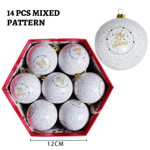 14 Stück pro Box Weihnachten Weihnachtsbaum hängende Kugel Ornamente Navidad Neujahr Kugel Kugel für DIY Weihnachtsdekorationen Kugel mit Gürtel Kinder Geschenk 7.5cm von Joom DACH