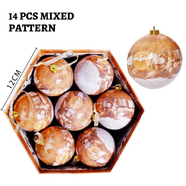 14 Stück pro Box Weihnachten Weihnachtsbaum hängende Kugel Ornamente Navidad Neujahr Kugel Kugel für DIY Weihnachtsdekorationen Kugel mit Gürtel Kinder Geschenk 7.5cm von Joom DACH