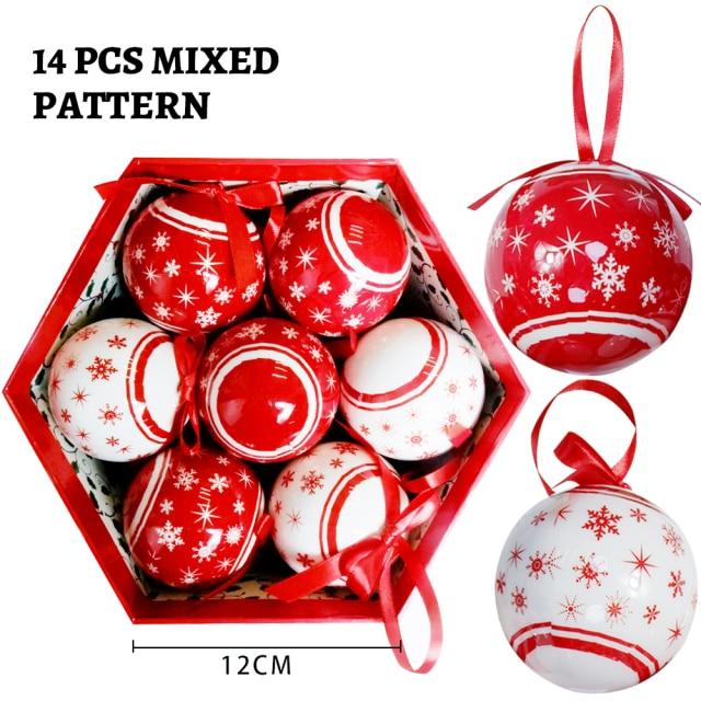 14 Stück pro Box Weihnachten Weihnachtsbaum hängende Kugel Ornamente Navidad Neujahr Kugel Kugel für DIY Weihnachtsdekorationen Kugel mit Gürtel Kinder Geschenk 7.5cm von Joom DACH