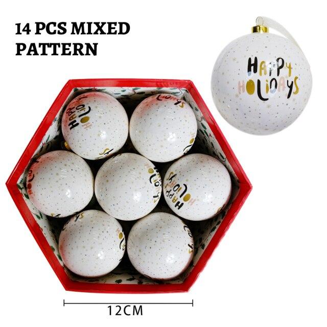 14 Stück pro Box Weihnachten Weihnachtsbaum hängende Kugel Ornamente Navidad Neujahr Kugel Kugel für DIY Weihnachtsdekorationen Kugel mit Gürtel Kinder Geschenk 7.5cm von Joom DACH