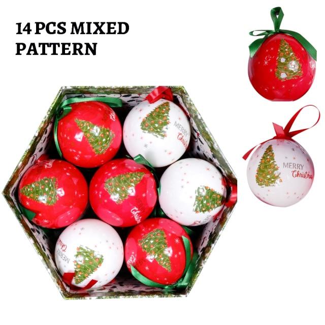 14 Stück pro Box Weihnachten Weihnachtsbaum hängende Kugel Ornamente Navidad Neujahr Kugel Kugel für DIY Weihnachtsdekorationen Kugel mit Gürtel Kinder Geschenk 7.5cm von Joom DACH