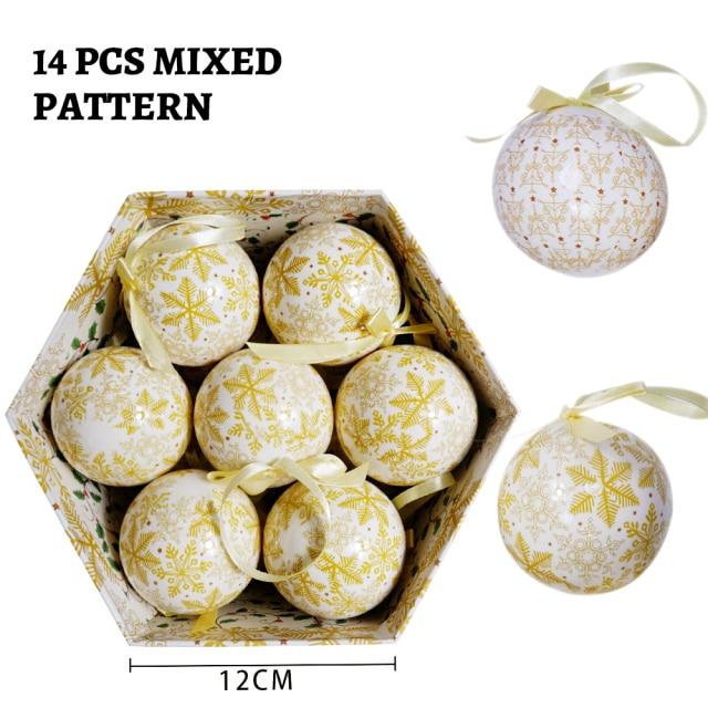 14 Stück pro Box Weihnachten Weihnachtsbaum hängende Kugel Ornamente Navidad Neujahr Kugel Kugel für DIY Weihnachtsdekorationen Kugel mit Gürtel Kinder Geschenk 7.5cm von Joom DACH