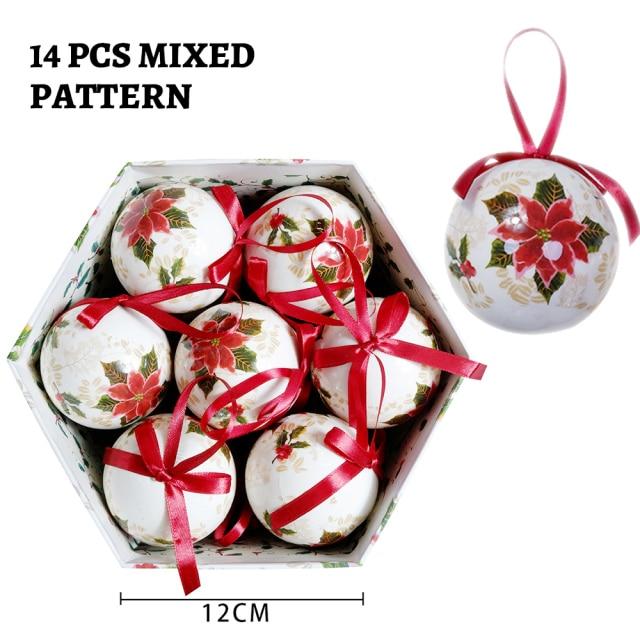 14 Stück pro Box Weihnachten Weihnachtsbaum hängende Kugel Ornamente Navidad Neujahr Kugel Kugel für DIY Weihnachtsdekorationen Kugel mit Gürtel Kinder Geschenk 7.5cm von Joom DACH