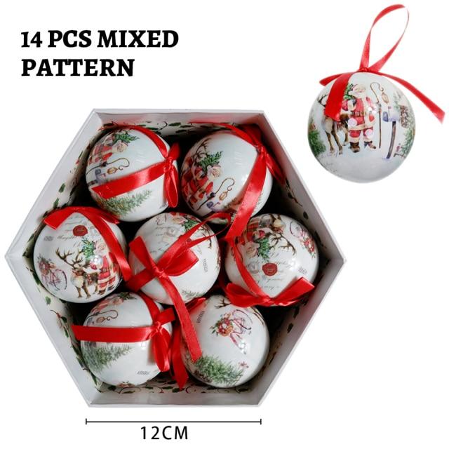 14 Stück pro Box Weihnachten Weihnachtsbaum hängende Kugel Ornamente Navidad Neujahr Kugel Kugel für DIY Weihnachtsdekorationen Kugel mit Gürtel Kinder Geschenk 7.5cm von Joom DACH