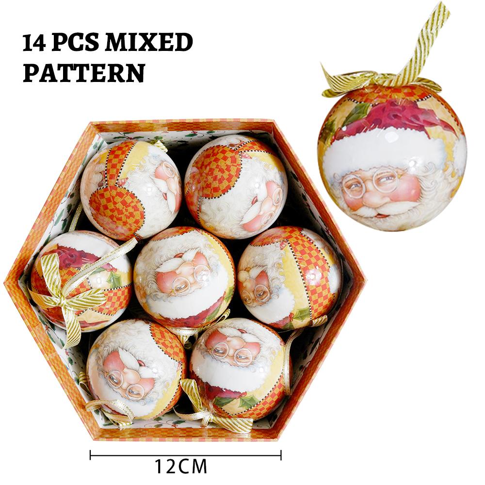 14 Stück pro Box Weihnachten Weihnachtsbaum hängende Kugel Ornamente Navidad Neujahr Kugel Kugel für DIY Weihnachtsdekorationen Kugel mit Gürtel Kinder Geschenk 7.5cm von Joom DACH