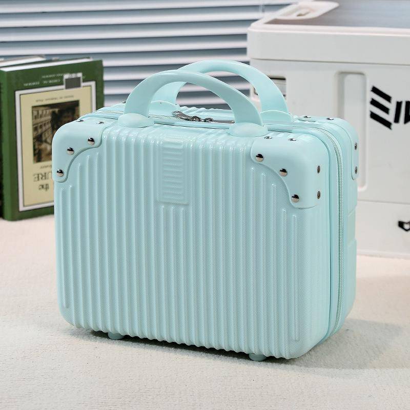 14 Zoll Mini Reisekoffer Kosmetikbox Handgepäck Organizer Make-up-Koffer Kleine Passwortbox Boarding Case für Frauen Mädchen hellblaue von Joom DACH