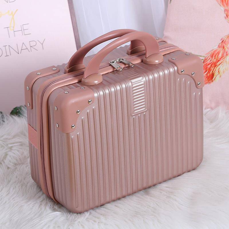 14 Zoll Mini Reisekoffer Kosmetikbox Handgepäck Organizer Make-up-Koffer Kleine Passwortbox Boarding Case für Frauen Mädchen rose gold von Joom DACH