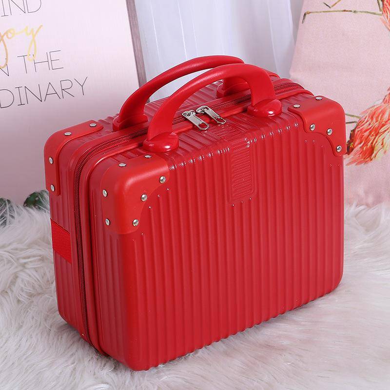 14 Zoll Mini Reisekoffer Kosmetikbox Handgepäck Organizer Make-up-Koffer Kleine Passwortbox Boarding Case für Frauen Mädchen rot von Joom DACH