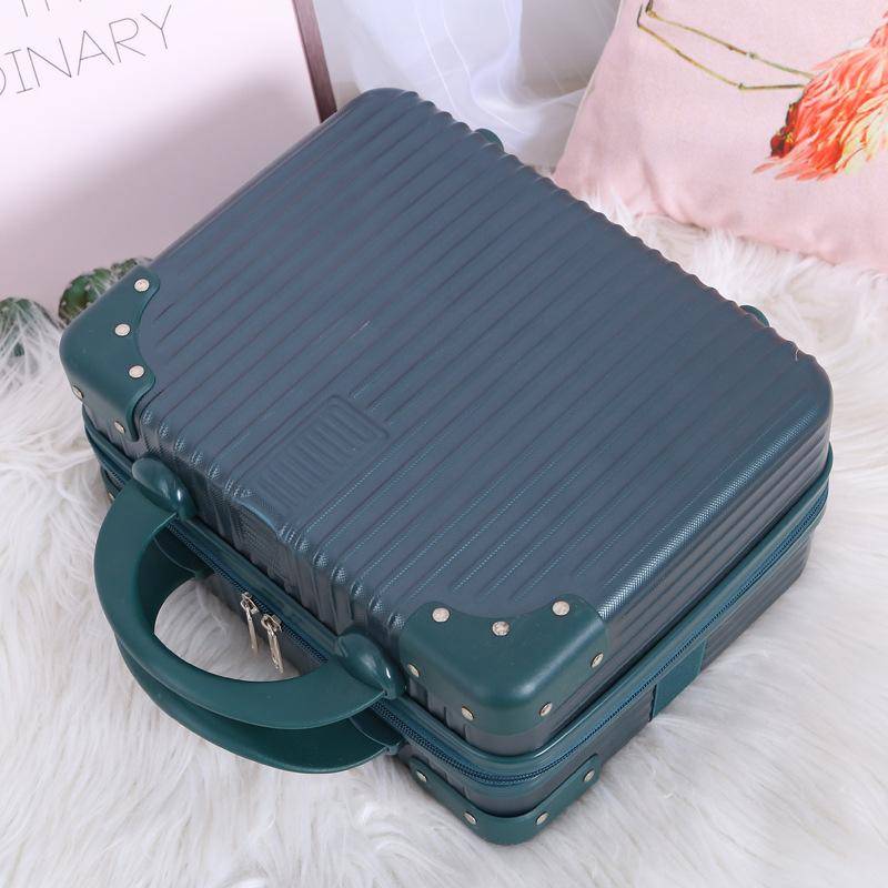14 Zoll Mini Reisekoffer Kosmetikbox Handgepäck Organizer Make-up-Koffer Kleine Passwortbox Boarding Case für Frauen Mädchen dunkelgrüne von Joom DACH