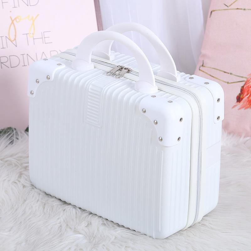14 Zoll Mini Reisekoffer Kosmetikbox Handgepäck Organizer Make-up-Koffer Kleine Passwortbox Boarding Case für Frauen Mädchen weiß von Joom DACH