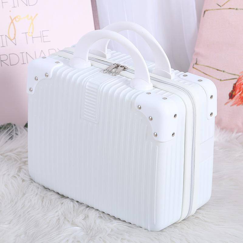 14 Zoll Mini Reisekoffer Kosmetikbox Handgepäck Organizer Make-up-Koffer Kleine Passwortbox Boarding Case für Frauen Mädchen weiß von Joom DACH