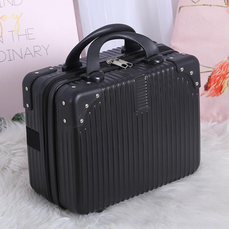 14 Zoll Mini Reisekoffer Kosmetikbox Handgepäck Organizer Make-up-Koffer Kleine Passwortbox Boarding Case für Frauen Mädchen schwarz von Joom DACH