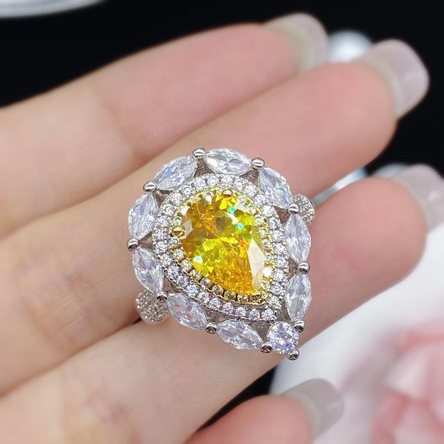 14K Goldschmuck Ring Edelstein Gelber Naturdiamant Goldschmuck für Damen 14K Goldring Damenring YELLOW von Joom DACH