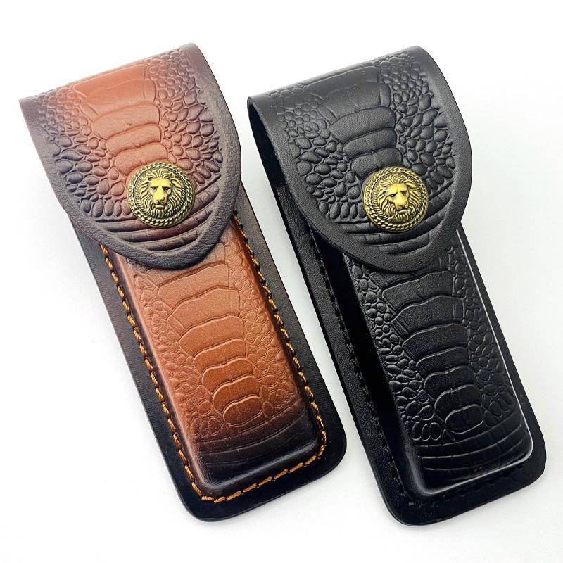 15 cm Foling Messerhalter Geprägte Rindslederscheide Taschenmesserhülle Lederscheide Etui Campingmesser Holster Gürtelschnalle von Joom DACH