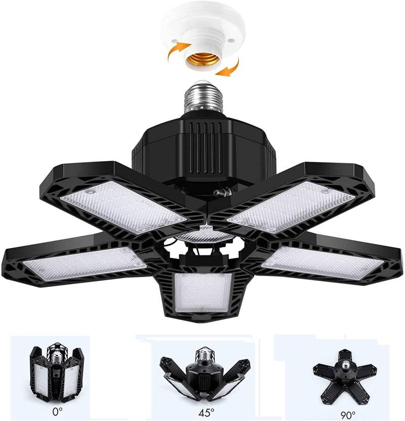 15000LM 150W faltbare LED-Lampen E27 Garagenlicht verstellbare Multi-Panel-Marktladen-Deckenleuchte für Werkstatt-Lagerbeleuchtung 7 Leaf Light-80W von Joom DACH