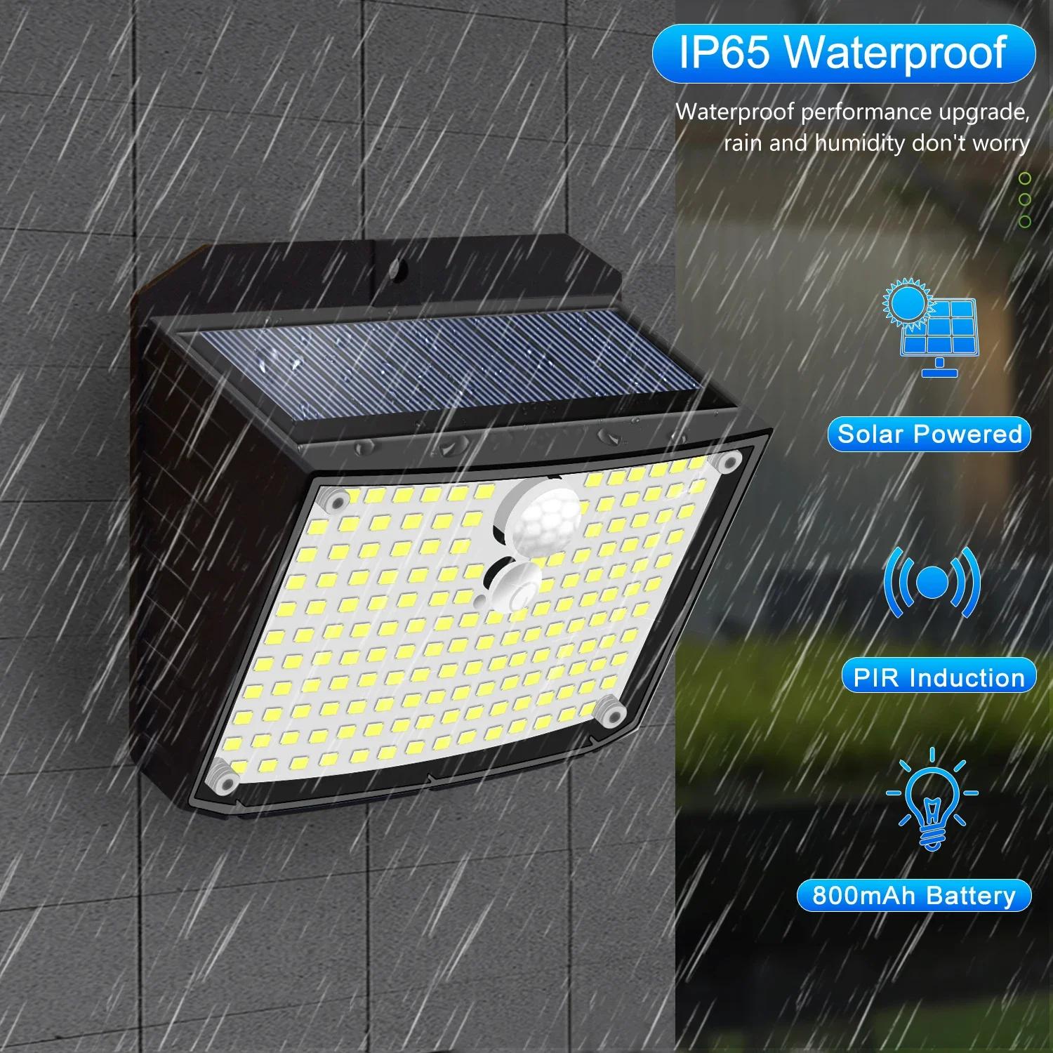 1500MAH 158LED Solar Wandleuchten Bewegungssensor Wasserdicht 3 Modi Hof Wandlampe für Gartendeko im Freien Garagenlampe 1000MAH von Joom DACH