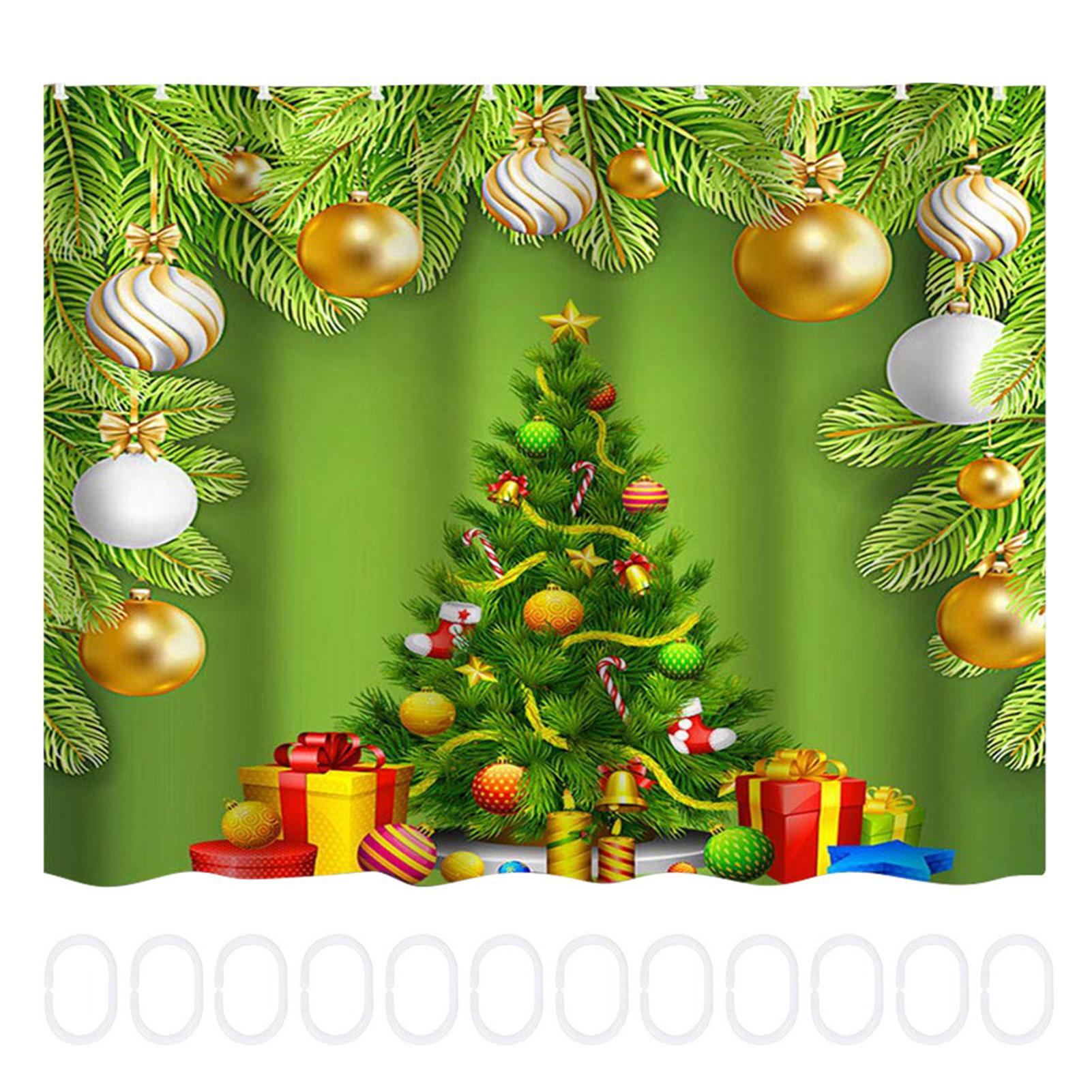 150x180cm Weihnachtsbäumchen-Muster Wasserdichter Duschvorhang mit Haken Badezimmerdeko von Joom DACH