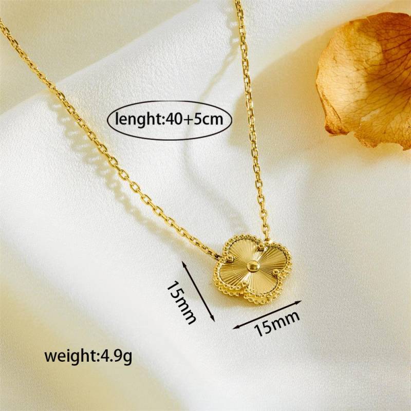 15MM Doppelseitige Titanstahl Halskette mit vierblättrigem Kleeblatt Einfache Damen Schlüsselbeinkette Netzrote Schmuckstücke von Joom DACH