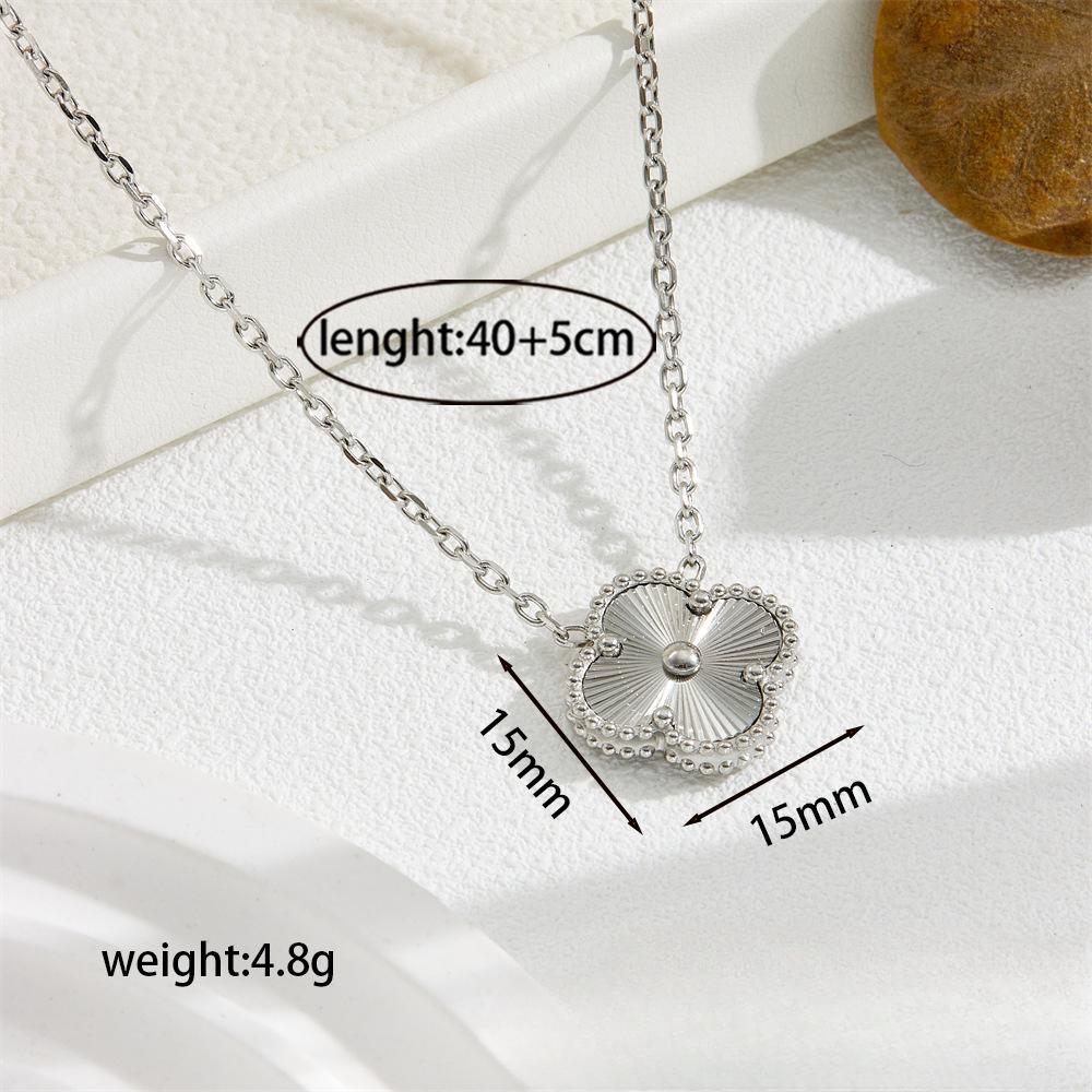 15MM Doppelseitige Titanstahl Halskette mit vierblättrigem Kleeblatt Einfache Damen Schlüsselbeinkette Netzrote Schmuckstücke von Joom DACH