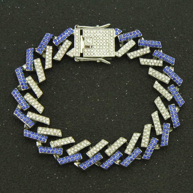 15MM Gepflasterte Strasssteine Krappenfassung Kubanische Gliederarmband für Männer Frauen Bling Iced Out Kubanisches Armband Hip Hop Rapper Schmuck Geschenk 7inch(18cm) von Joom DACH