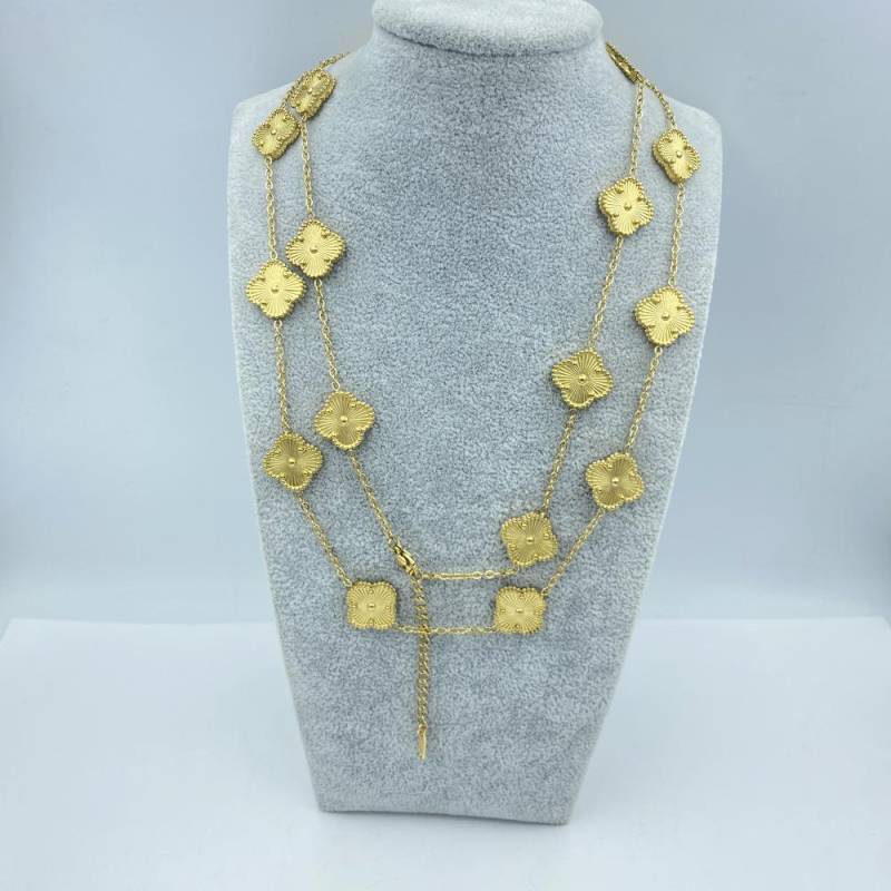 15MM Titanstahl Halskette 20 Blumen 90+5CM Vierblättriges Kleeblatt Halskette Damen Halskette von Joom DACH