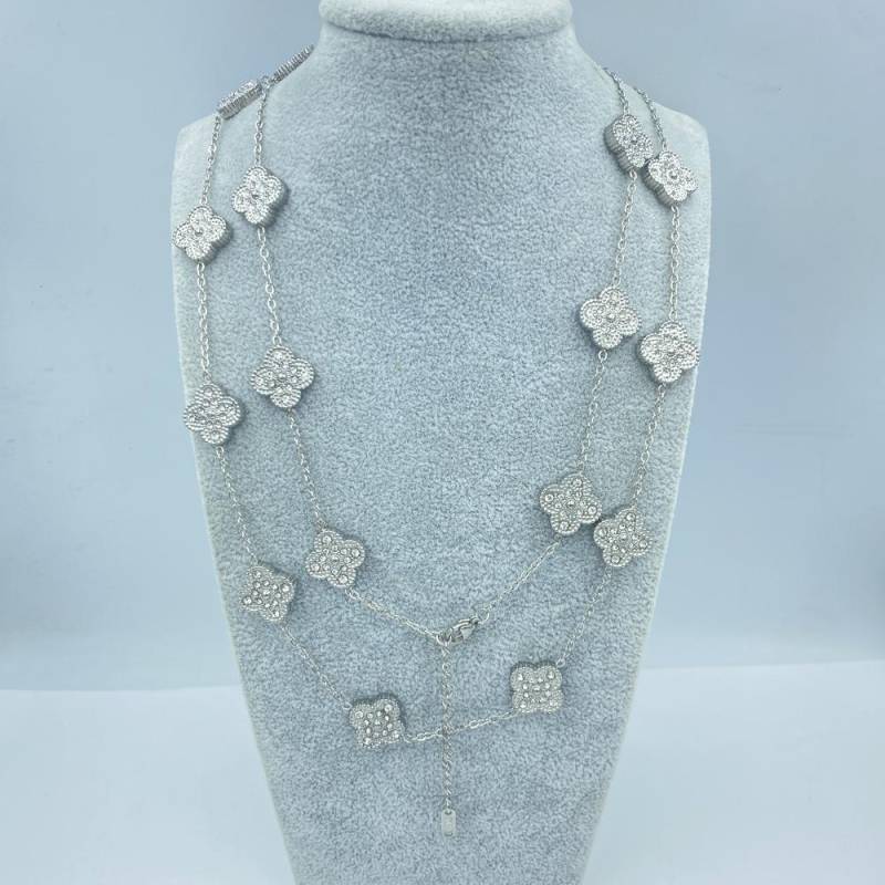 15MM Titanstahl Halskette 20 Blumen 90+5CM Vierblättriges Kleeblatt Halskette Damen Halskette von Joom DACH