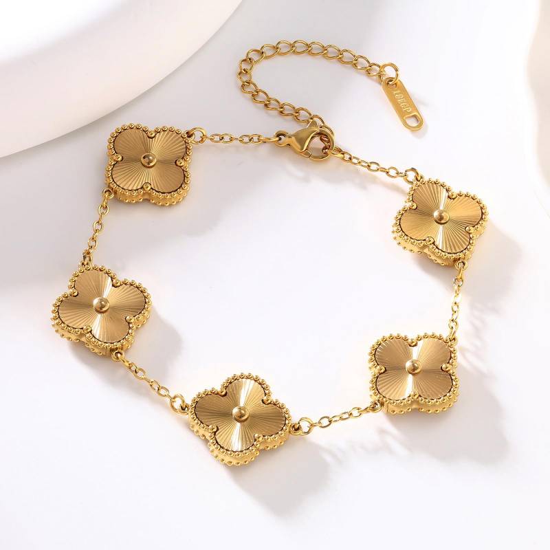 15mm Neues Vierblättriges Kleeblatt Armband Damen Einfach Fünf Blumen Vierblättriges Kleeblatt Hundert Hand Schmuck 18K von Joom DACH
